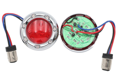 Wyatt Gatling Chrome LED Turn Signal Bezel with Red Lens - Part 77924 by Wyatt Gatling