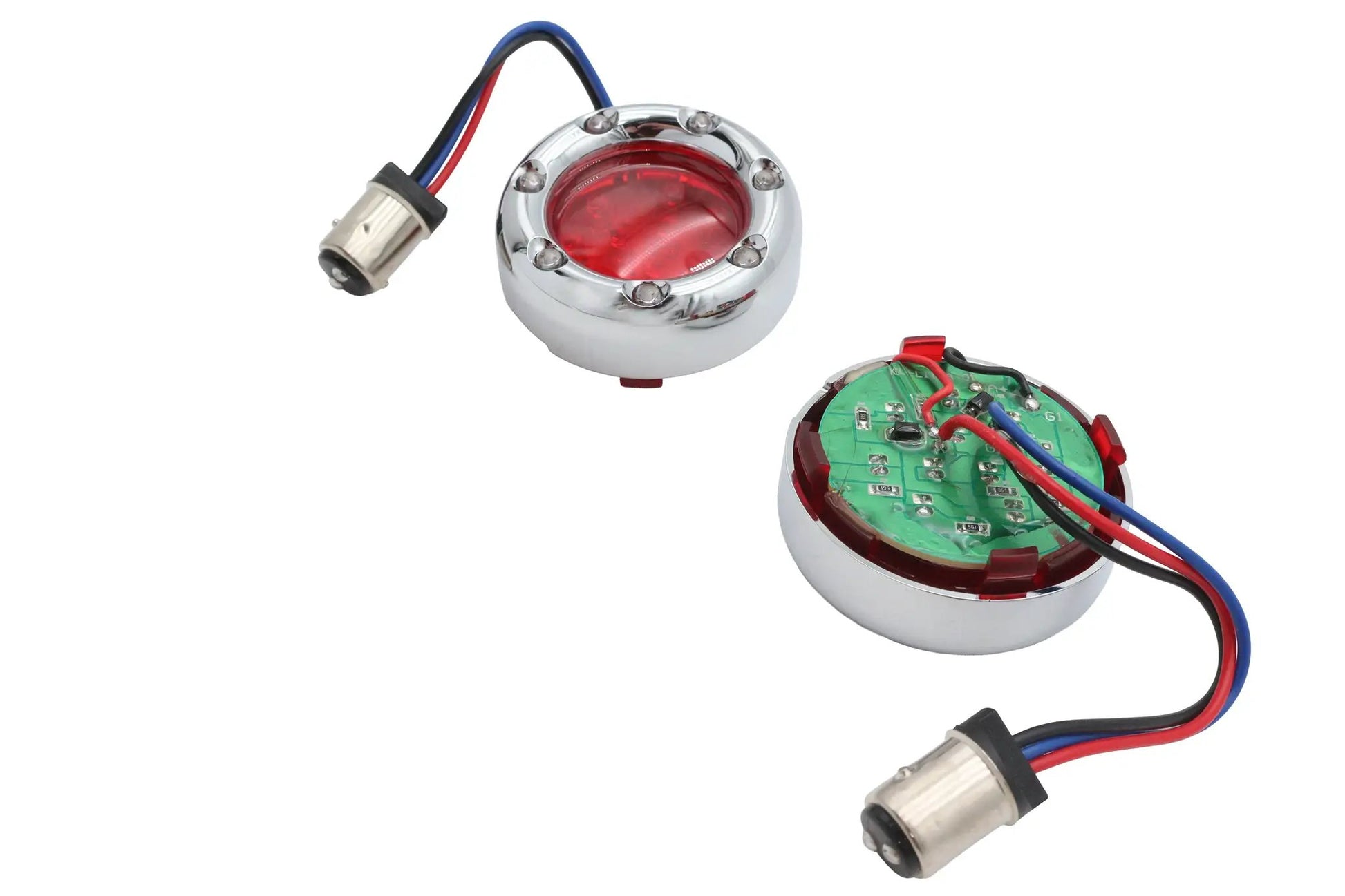 Wyatt Gatling Chrome LED Turn Signal Bezel with Red Lens - Part 77924 by Wyatt Gatling