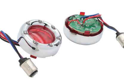 Wyatt Gatling Chrome LED Turn Signal Bezel with Red Lens - Part 77924 by Wyatt Gatling