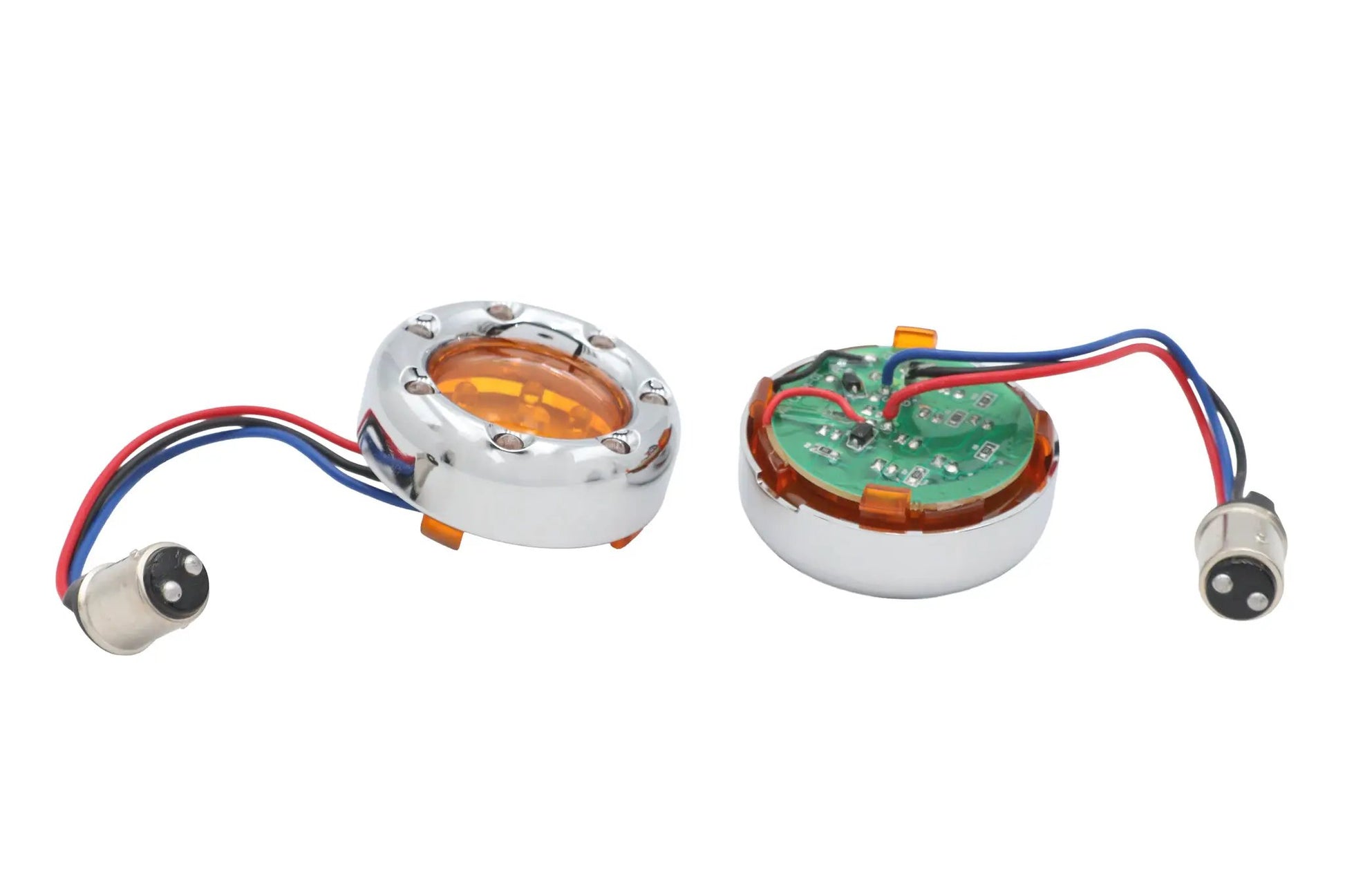 Wyatt Gatling Chrome LED Turn Signal Bezel with Amber Lens - Part Number 77924A by Wyatt Gatling