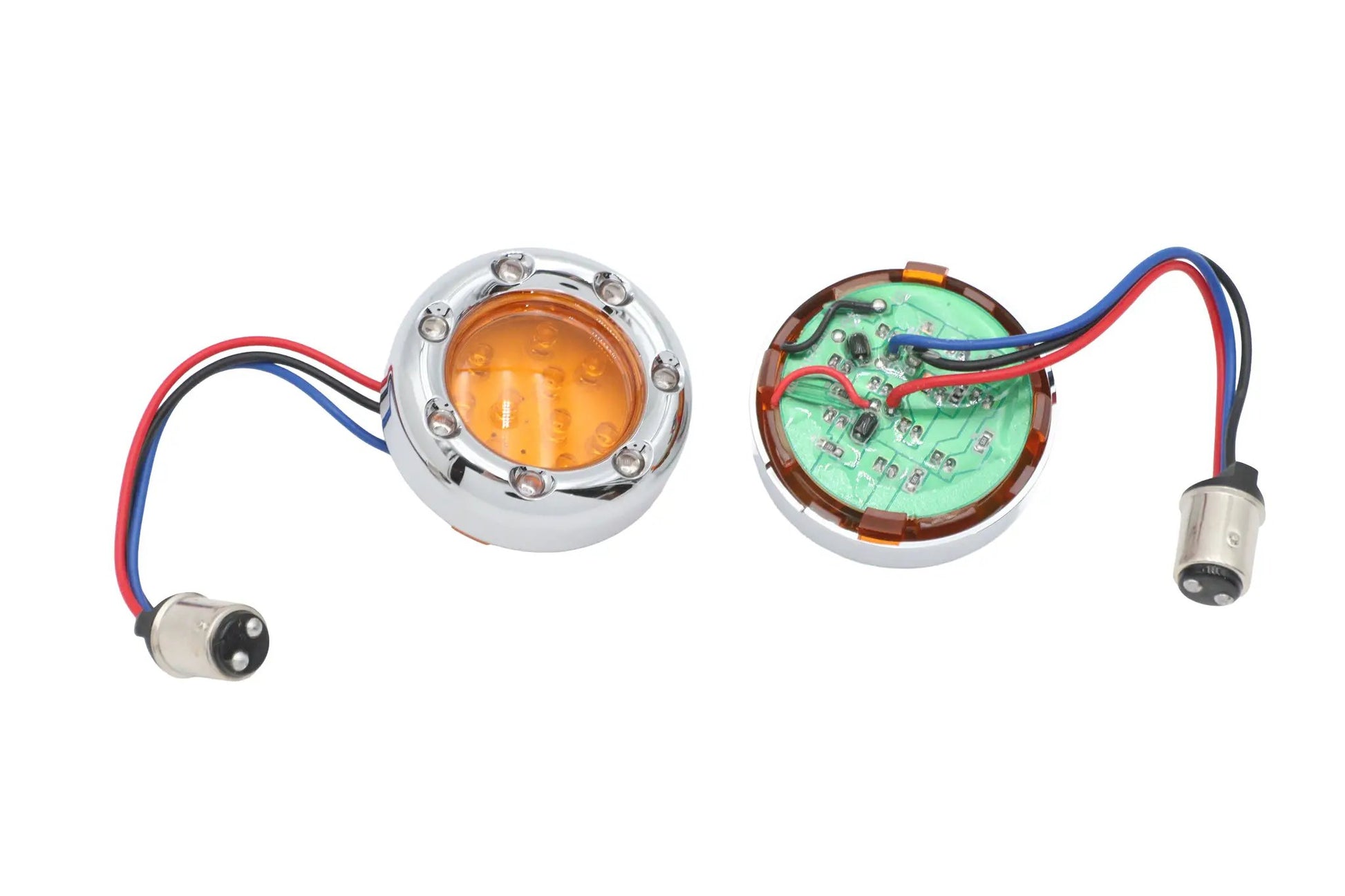 Wyatt Gatling Chrome LED Turn Signal Bezel with Amber Lens - Part Number 77924A by Wyatt Gatling
