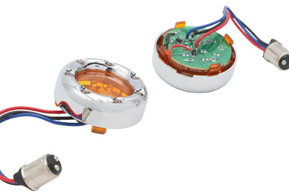 Wyatt Gatling Chrome LED Turn Signal Bezel with Amber Lens - Part Number 77924A by Wyatt Gatling