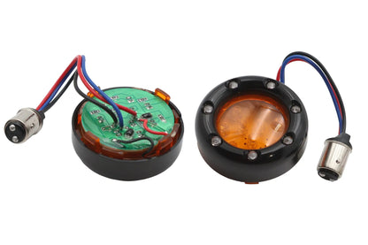 Wyatt Gatling Part 77925A Black LED Turn Signal Bezel with Amber Lens by Wyatt Gatling