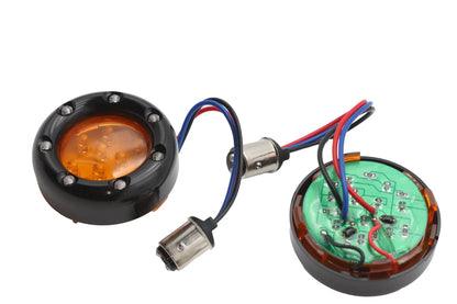 Wyatt Gatling Part 77925A Black LED Turn Signal Bezel with Amber Lens by Wyatt Gatling