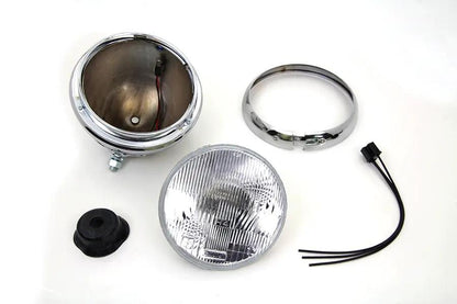 Wyatt Gatling 20-6004H 7 Inch Round Chrome Vintage Style Headlamp for Harley Davidson FL Models by Wyatt Gatling