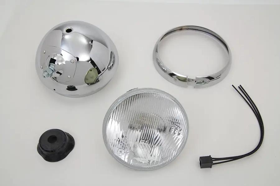 Wyatt Gatling 20-6004H 7 Inch Round Chrome Vintage Style Headlamp for Harley Davidson FL Models by Wyatt Gatling