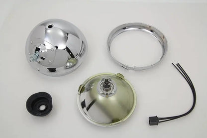 Wyatt Gatling 20-6004H 7 Inch Round Chrome Vintage Style Headlamp for Harley Davidson FL Models by Wyatt Gatling