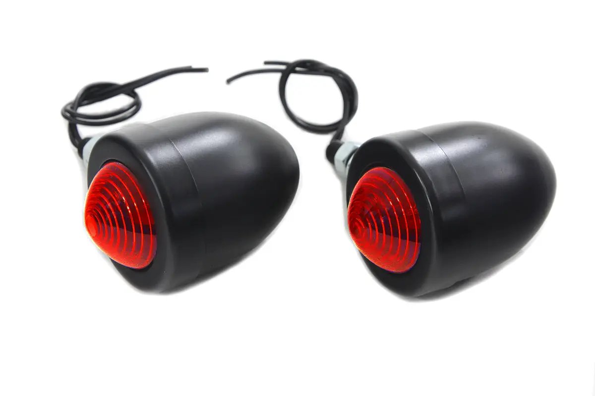 Wyatt Gatling Black Bullet Marker Lamp Set with Red Lens - Part #20-6505ALMB by Wyatt Gatling