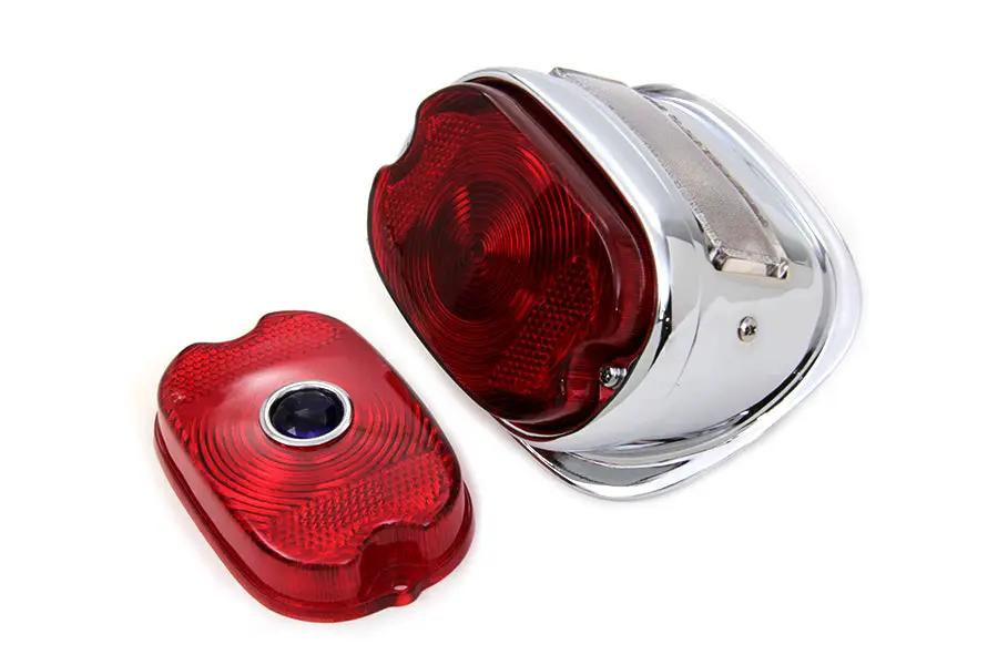 V-Twin Chrome Oval Tail Lamp Assembly for Harley Davidson FL (1955-1964) by V-Twin
