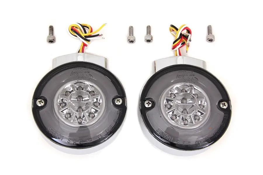 Wyatt Gatling Chrome LED Turn Signal Combo Assembly Set for Harley Davidson FLT 1989-1998 by Wyatt Gatling