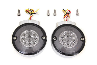 Wyatt Gatling Chrome LED Turn Signal Combo Assembly Set for Harley Davidson FLT 1989-1998 by Wyatt Gatling
