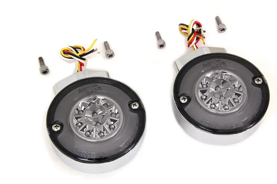 Wyatt Gatling Chrome LED Turn Signal Combo Assembly Set for Harley Davidson FLT 1989-1998 by Wyatt Gatling