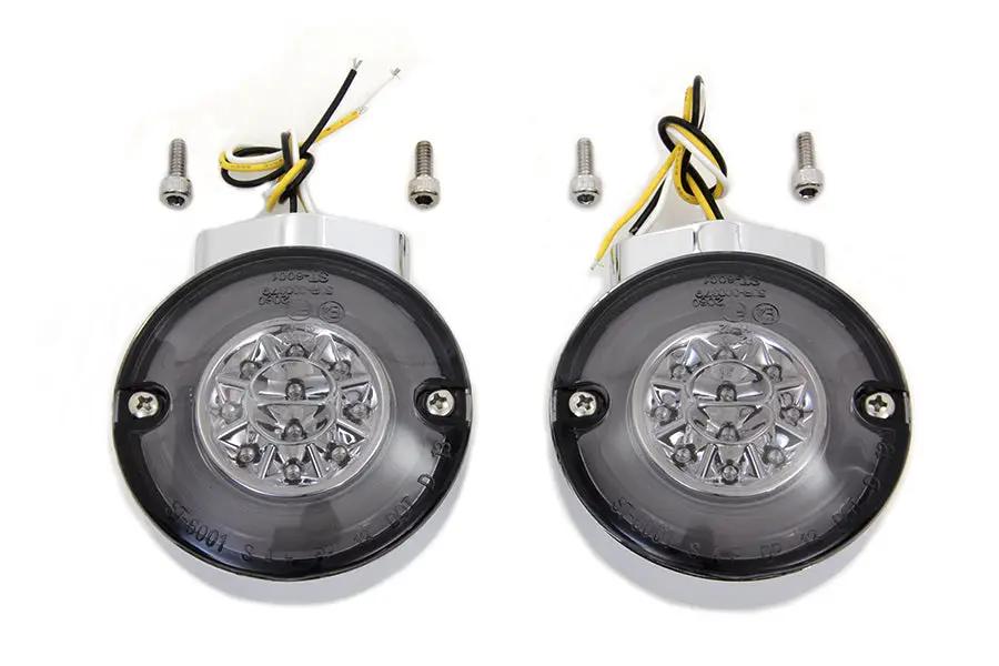Wyatt Gatling Chrome LED Turn Signal Set Front for Harley Davidson FL (1996-2005) by Wyatt Gatling
