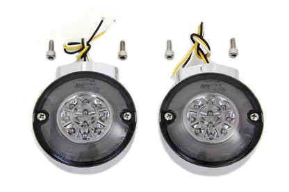 Wyatt Gatling Chrome LED Turn Signal Set Front for Harley Davidson FL (1996-2005) by Wyatt Gatling