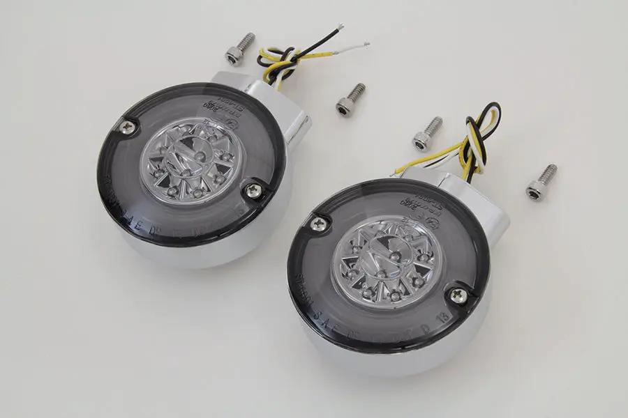 Wyatt Gatling Chrome LED Turn Signal Set Front for Harley Davidson FL (1996-2005) by Wyatt Gatling