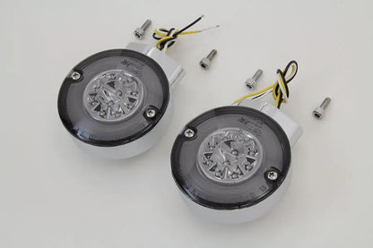 Wyatt Gatling Chrome LED Turn Signal Set Front for Harley Davidson FL (1996-2005) by Wyatt Gatling