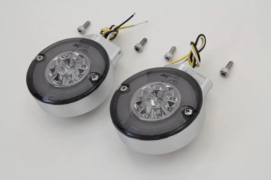 Wyatt Gatling Chrome LED Turn Signal Set Front for Harley Davidson FL (1996-2005) by Wyatt Gatling