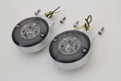 Wyatt Gatling Chrome LED Turn Signal Set Front for Harley Davidson FL (1996-2005) by Wyatt Gatling