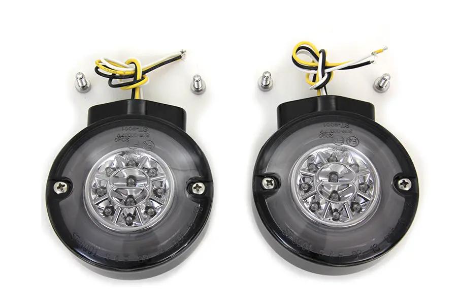 Wyatt Gatling LED Turn Signal Set Front Black for Harley Davidson FL (1996-2005) by Wyatt Gatling
