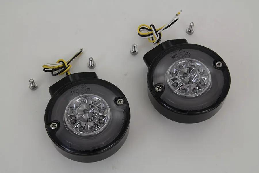 Wyatt Gatling LED Turn Signal Set Front Black for Harley Davidson FL (1996-2005) by Wyatt Gatling