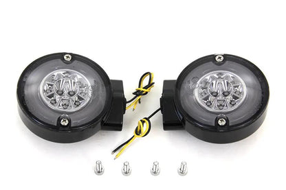 Wyatt Gatling Black LED Rear Turn Signal Set for Harley Davidson FL (1996-2005) - Part #12-6030SRGBQE by Wyatt Gatling