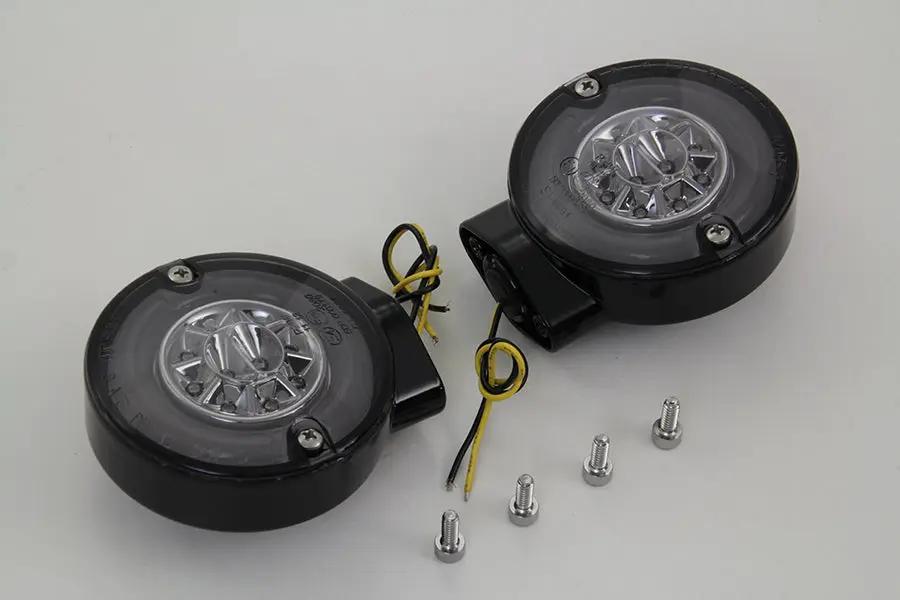 Wyatt Gatling Black LED Rear Turn Signal Set for Harley Davidson FL (1996-2005) - Part #12-6030SRGBQE by Wyatt Gatling