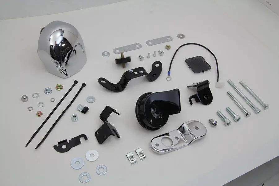 Wyatt Gatling Softail and XL Chrome Horn Kit - Part 77827 for Harley Davidson XL Models (1993-2002) by Wyatt Gatling