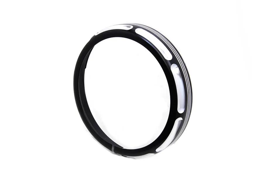 Wyatt Gatling 7 inch Black Anodize Burst Headlamp Trim Ring for Harley Davidson FLT by Wyatt Gatling