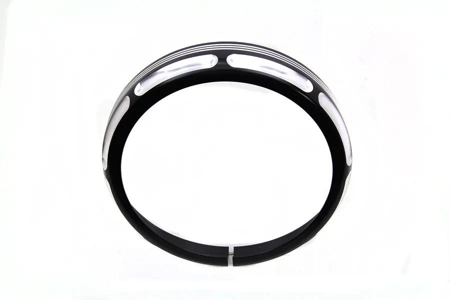 Wyatt Gatling 7 inch Black Anodize Burst Headlamp Trim Ring for Harley Davidson FLT by Wyatt Gatling