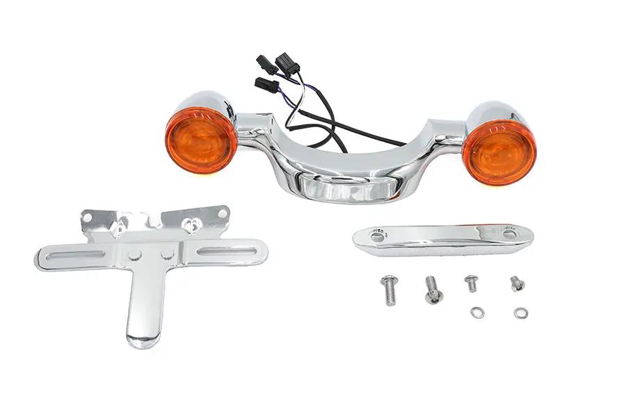 Wyatt Gatling Chrome Bullet Rear Turn Signal Bar and License Plate for Harley Davidson FLHR (1999-2008) by Wyatt Gatling