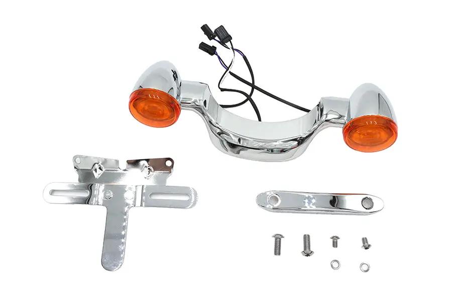 Wyatt Gatling Chrome Bullet Rear Turn Signal Bar and License Plate for Harley Davidson FLHR (1999-2008) by Wyatt Gatling