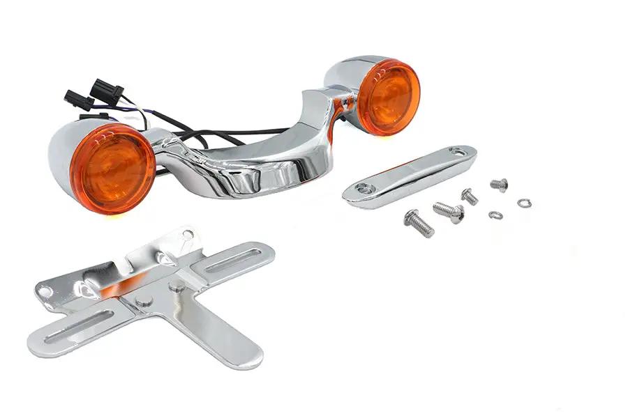 Wyatt Gatling Chrome Bullet Rear Turn Signal Bar and License Plate for Harley Davidson FLHR (1999-2008) by Wyatt Gatling
