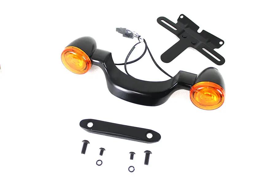 Wyatt Gatling Black Bullet Rear Turn Signal Bar and License Plate Cover for Harley Davidson FLHR by Wyatt Gatling