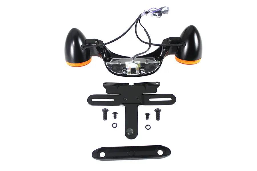 Wyatt Gatling Black Bullet Rear Turn Signal Bar and License Plate Cover for Harley Davidson FLHR by Wyatt Gatling