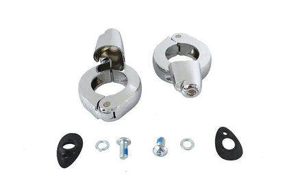 Wyatt Gatling Chrome Front Turn Signal Relocation Kit for 39mm Forks - Part #77853C by Wyatt Gatling