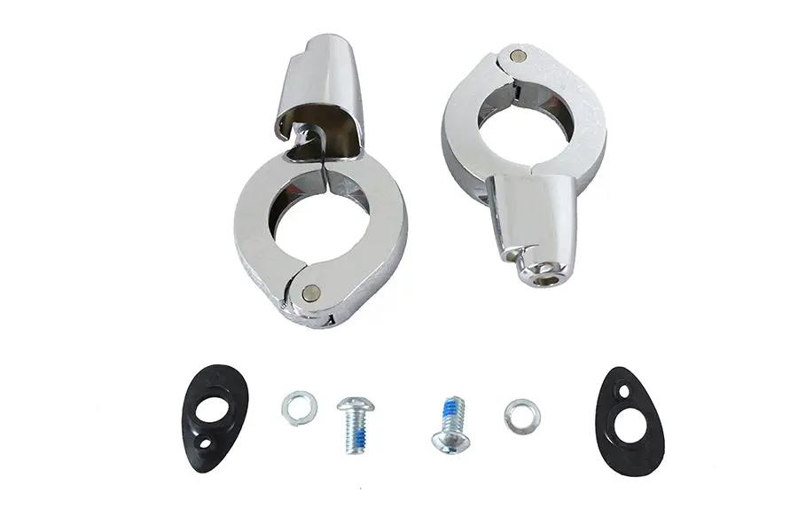 Wyatt Gatling Chrome Front Turn Signal Relocation Kit for 39mm Forks - Part #77853C by Wyatt Gatling