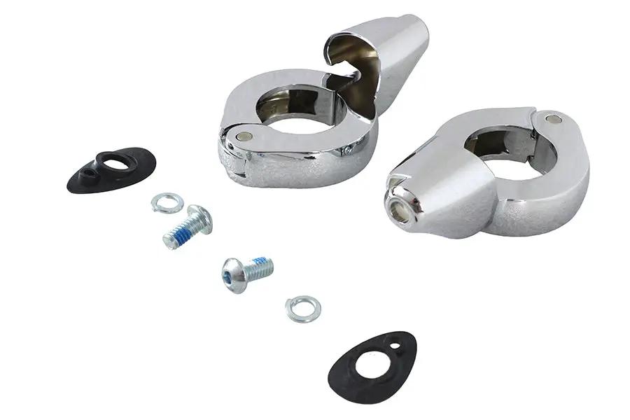 Wyatt Gatling Chrome Front Turn Signal Relocation Kit for 39mm Forks - Part #77853C by Wyatt Gatling