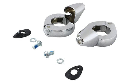 Wyatt Gatling Chrome Front Turn Signal Relocation Kit for 39mm Forks - Part #77853C by Wyatt Gatling
