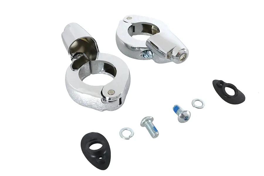 Wyatt Gatling Chrome Front Turn Signal Relocation Kit for 39mm Forks - Part #77853C by Wyatt Gatling