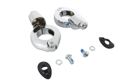 Wyatt Gatling Chrome Front Turn Signal Relocation Kit for 39mm Forks - Part #77853C by Wyatt Gatling