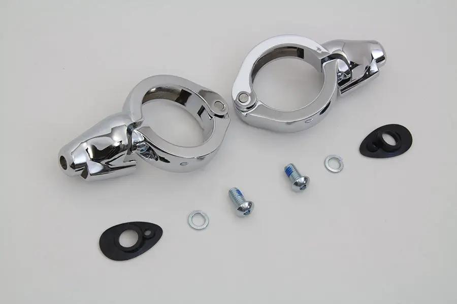 Wyatt Gatling Chrome Turn Signal Relocation Kit for 49mm Forks, Part #77855C by Wyatt Gatling