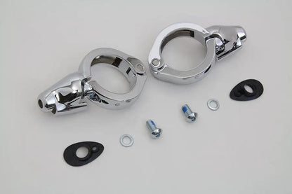 Wyatt Gatling Chrome Turn Signal Relocation Kit for 49mm Forks, Part #77855C by Wyatt Gatling