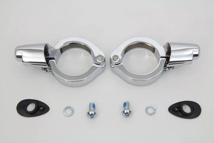 Wyatt Gatling Chrome Turn Signal Relocation Kit for 49mm Forks, Part #77855C by Wyatt Gatling