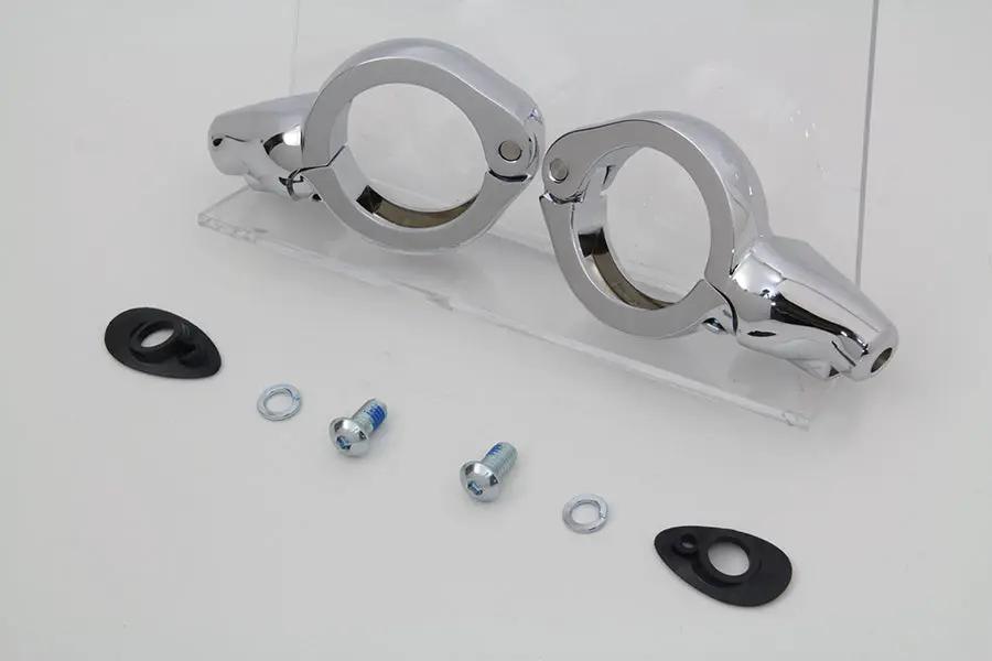 Wyatt Gatling Chrome Turn Signal Relocation Kit for 49mm Forks, Part #77855C by Wyatt Gatling