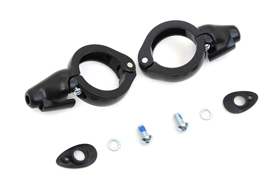 Wyatt Gatling Black Turn Signal Relocation Kit for 49mm Forks – Part #77855 by Wyatt Gatling