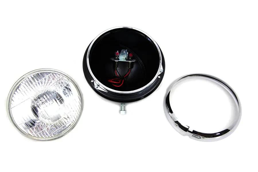 V-Twin Black 7 Inch K Headlamp with Chrome Rim for Harley Davidson K & XLH (Part #33-1509) by V-Twin
