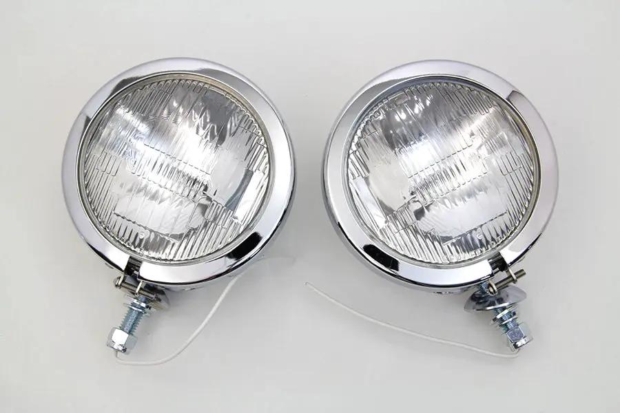 Wyatt Gatling Chrome FL Spotlamp Set Part 70243A for Harley Davidson FL (1960-1969) by Wyatt Gatling