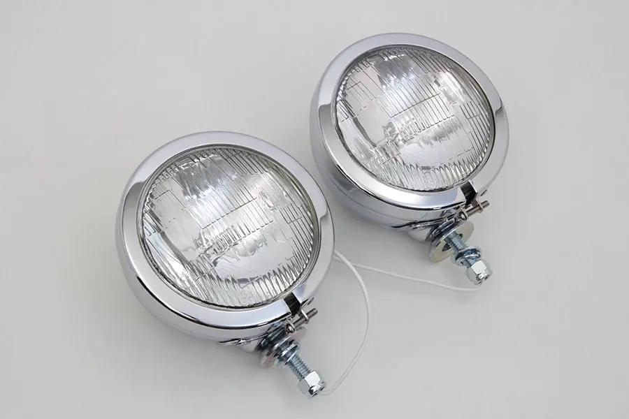 Wyatt Gatling Chrome FL Spotlamp Set Part 70243A for Harley Davidson FL (1960-1969) by Wyatt Gatling