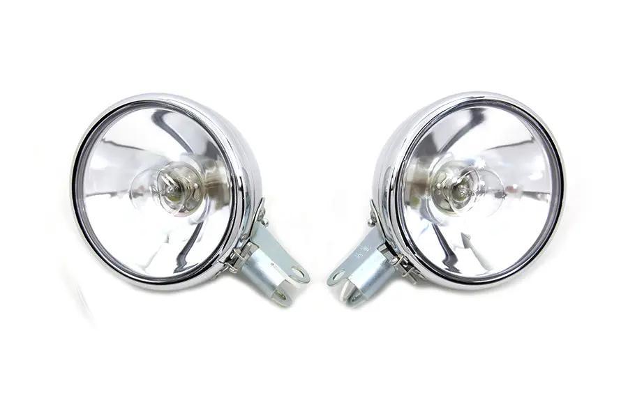 Wyatt Gatling Replica Chrome Guide Spotlamp Set 6 Volt for Harley Davidson EL & FL (Part #33-1520) by Wyatt Gatling