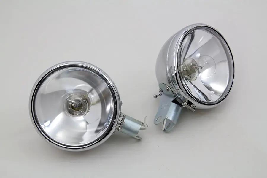 Wyatt Gatling Replica Chrome Guide Spotlamp Set 6 Volt for Harley Davidson EL & FL (Part #33-1520) by Wyatt Gatling